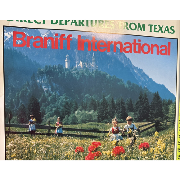 Braniff International Airlines Poster Percival's Europe Retro Advertisement 31" - Picture 3 of 9